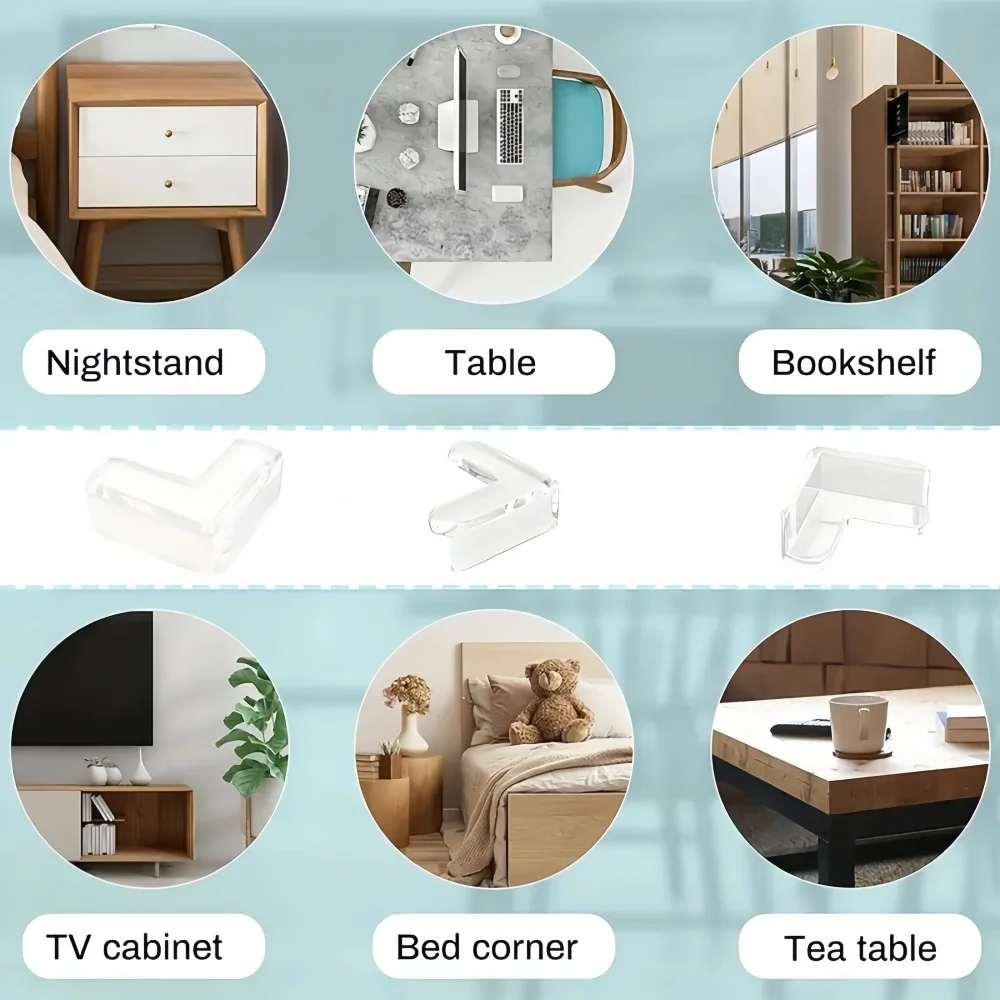 20pcs Transparent PVC Corner Protectors Durable Safety Guards for Power Outlets&Table Edges-Clear Adhesive Corner Guards