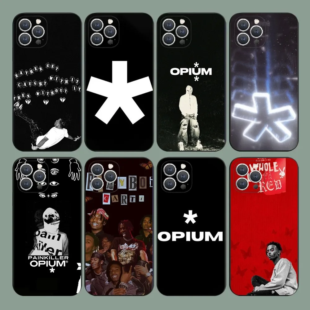 

O-Opium Rap Playboi Carti Phone Case For iPhone 15,14,13,12,11,Plus,Pro Max,XS,X,XR,SE,Mini,8,7 Soft Silicone Black Cover