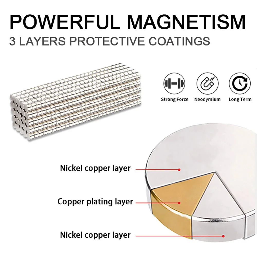 10/50/100/200PCS Rotondo 2mm X 2mm Forte Magnete N52 Permanente NdFeB 2*2 Potente Magnete Magnetico Imane Disco Magnete Standard 2x2