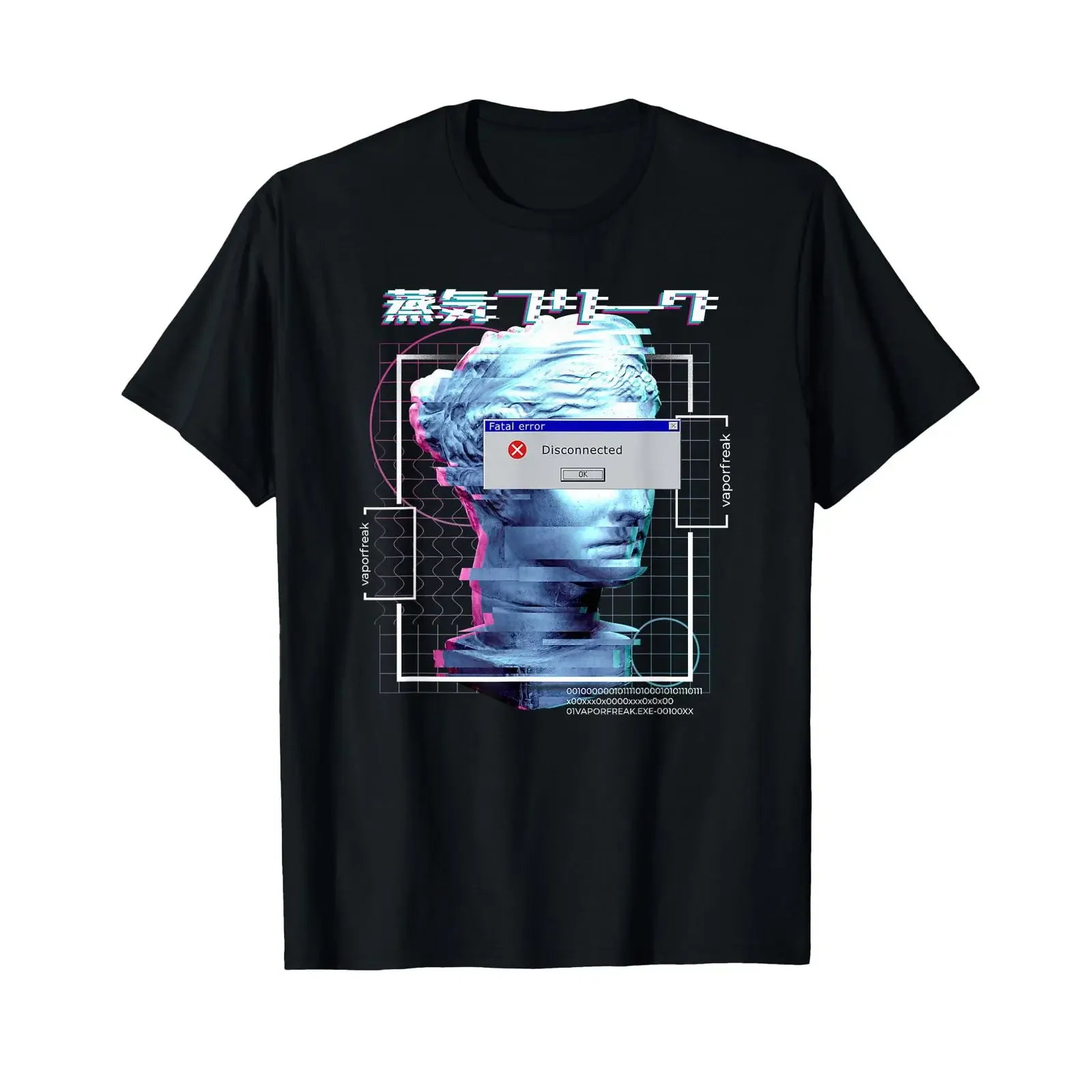 Japanese Aesthetic Fatal Error Vaporwave Retro 80s Synthwave T Shirt vintage Washed Breathable Stylish Slightly Soft