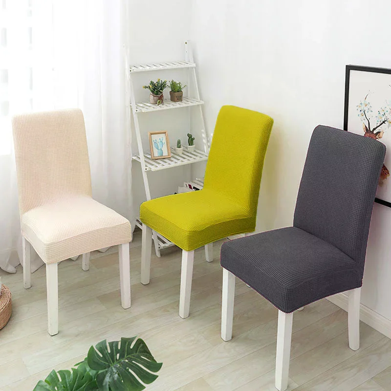 Thick Plain Color Chair Cover Stretchy Chair Cover Washable Removable Dining Universal Fitting