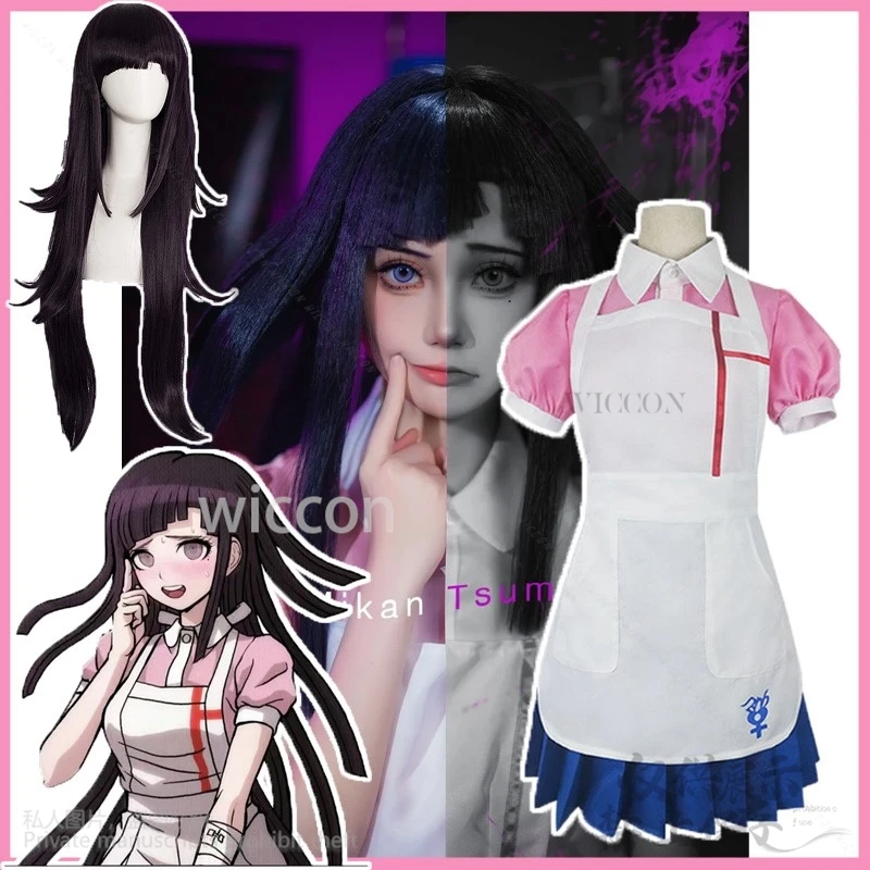 

Аниме Mikan Danganronpaaa Косплей Цумики Костюм Горничной Униформа Женщина Девушки Платье Лолита Парики Для Хэллоуина Рождество Индивидуальные