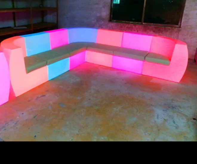 Bar Furniture Sets Night club glowing LED sofa chair bench seat booth couch set led