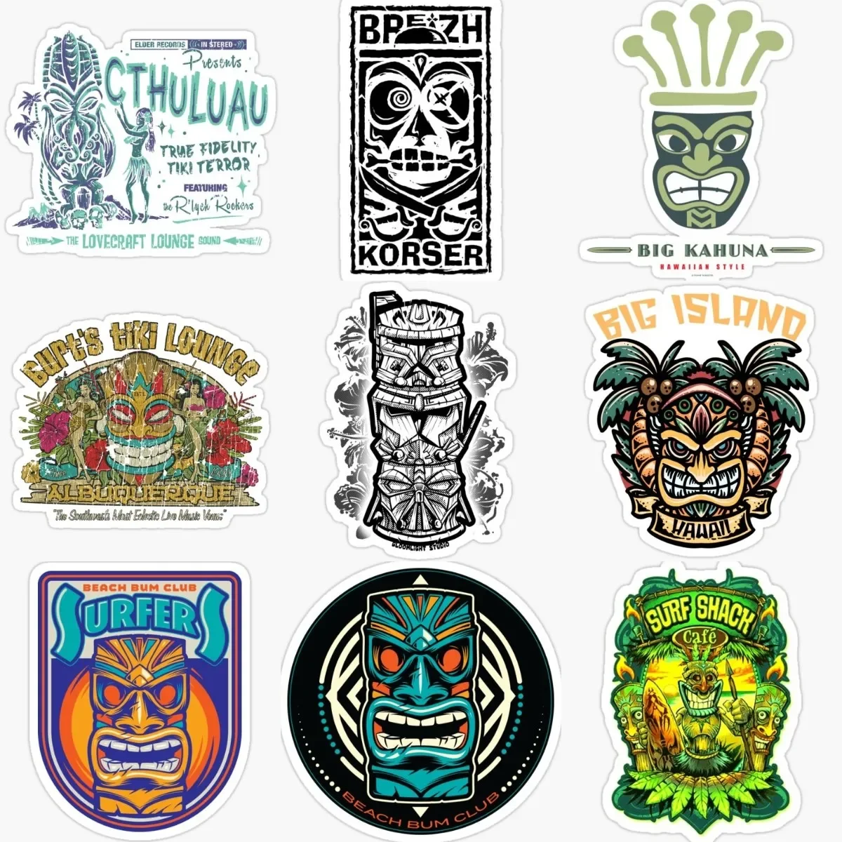 

Tiki Mask Native Hawaiian Personalized PVC Waterproof Stickers Accessories for Decorate Car Wall Table Camper Off-road Bicycle