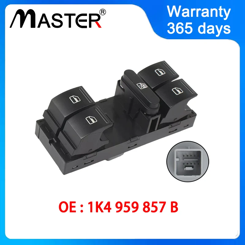 Master Window Electric Control Switch Button 1K4959857B for SEAT VW Tiguan Jetta Golf MK5 MK6 GTI Rabbit Passat B6 B7 Tiguan