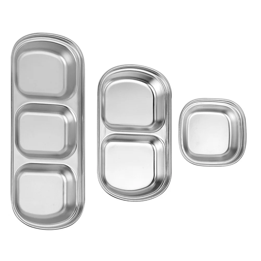

3pcs Stainless Steel Dipping Dishes Creative Seasoning Saucer For Oil Vinegar Soy Sauce Condiment Dish Household Sauce Plate