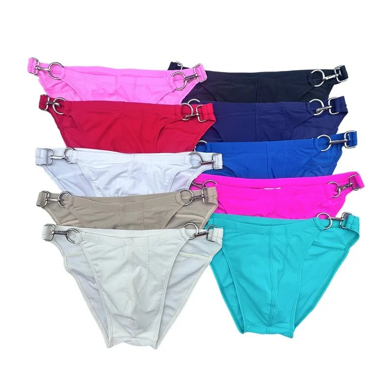 Man Sexy Boxers Swimwear Side Hollow Out Hole Connect Ring Gay Beach Bikini Briefs Easy Take Off Party Costume Exotic Aro Pants