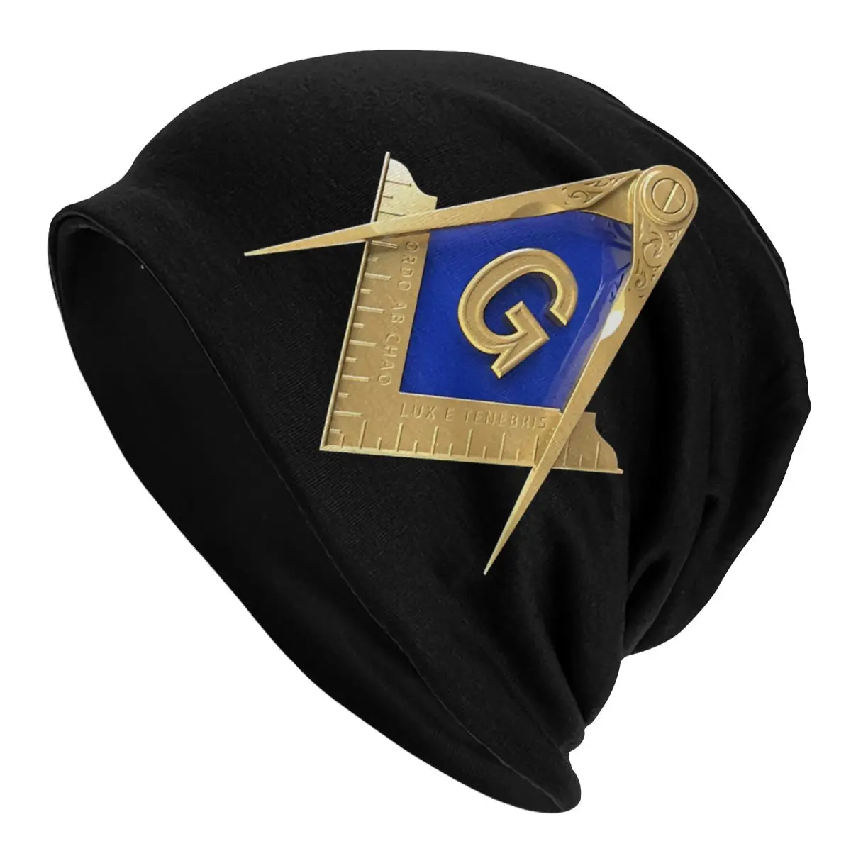 Freemason Gold Square Compass Gorros para homens e mulheres, chapéu de tecido fino, boné de esqui ao ar livre, dupla camada