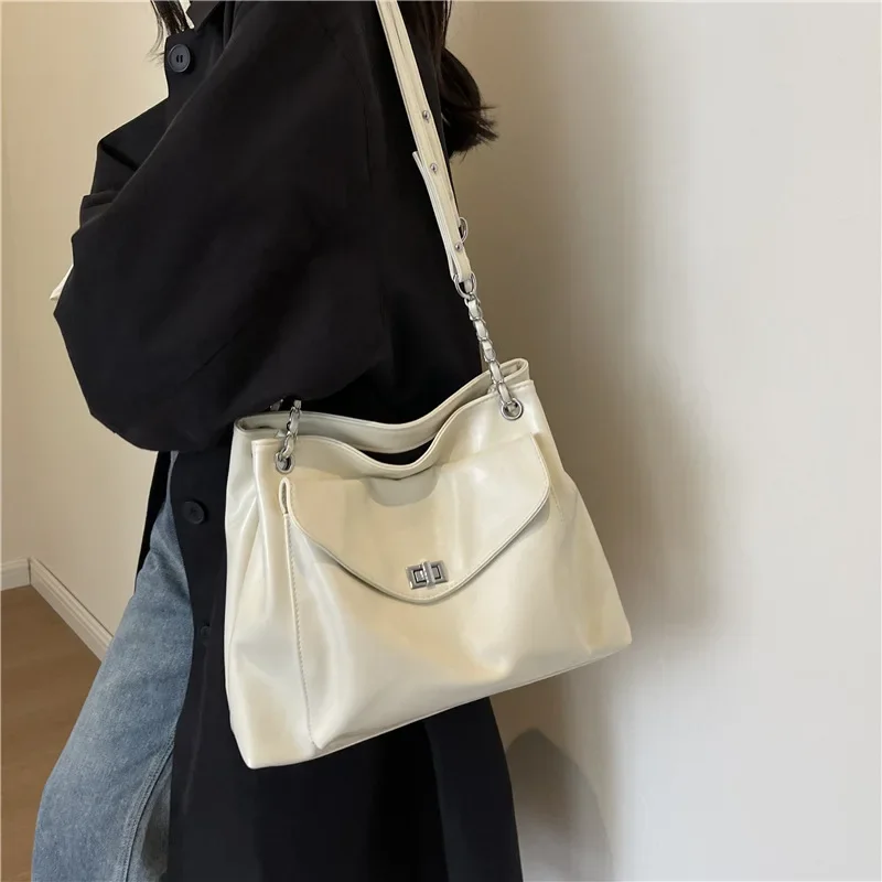 Pu Leather Female Handbags Shoulder Shopper Bag for Women 2024 Large Ladies Tote Bag Korean Fashion Luxury Designer Big Silver