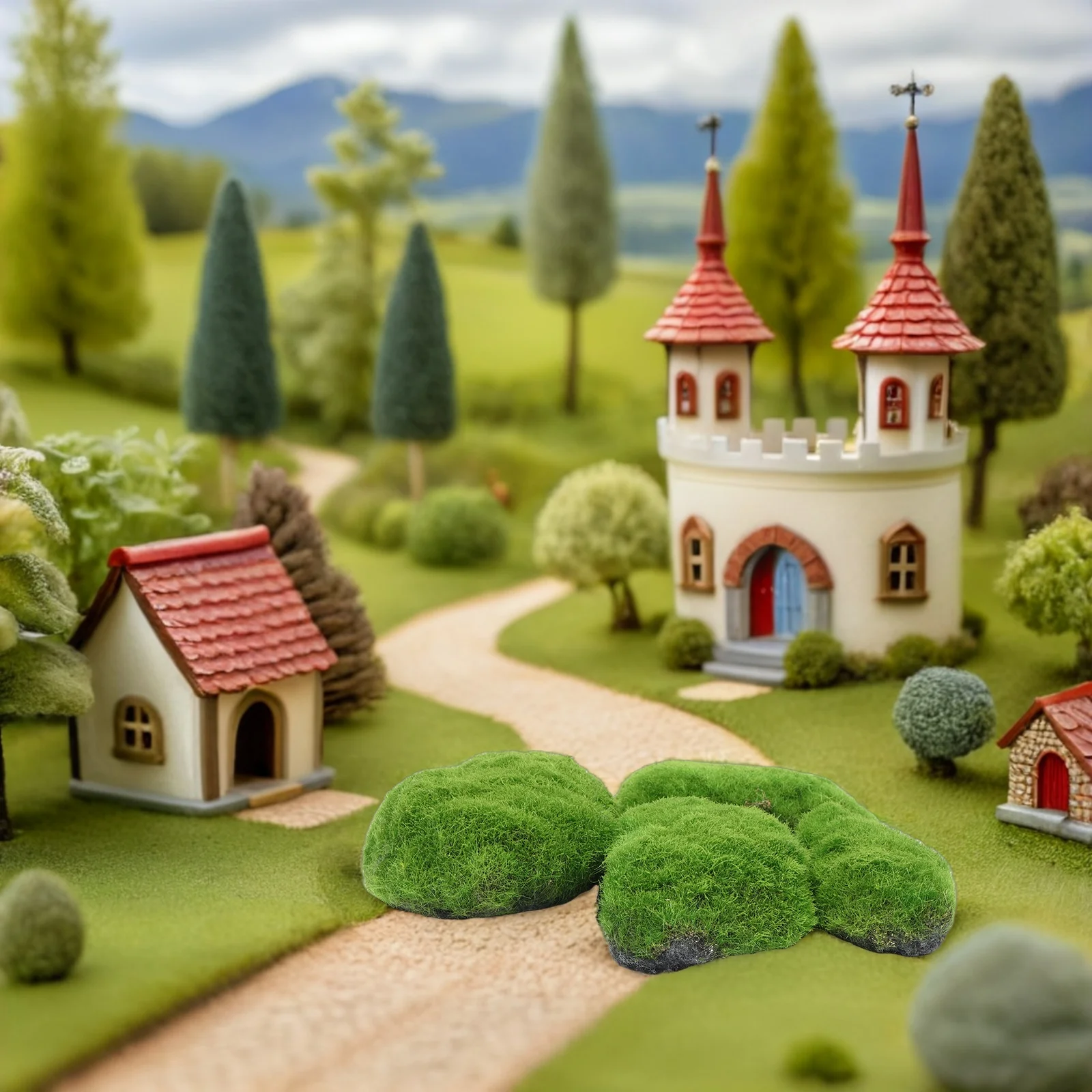 

4pcs Artificial Moss Stones Lifelike Faux Green Moss Covered Rocks For Diy Decor, Indoor Plant Arrangement, Office Home