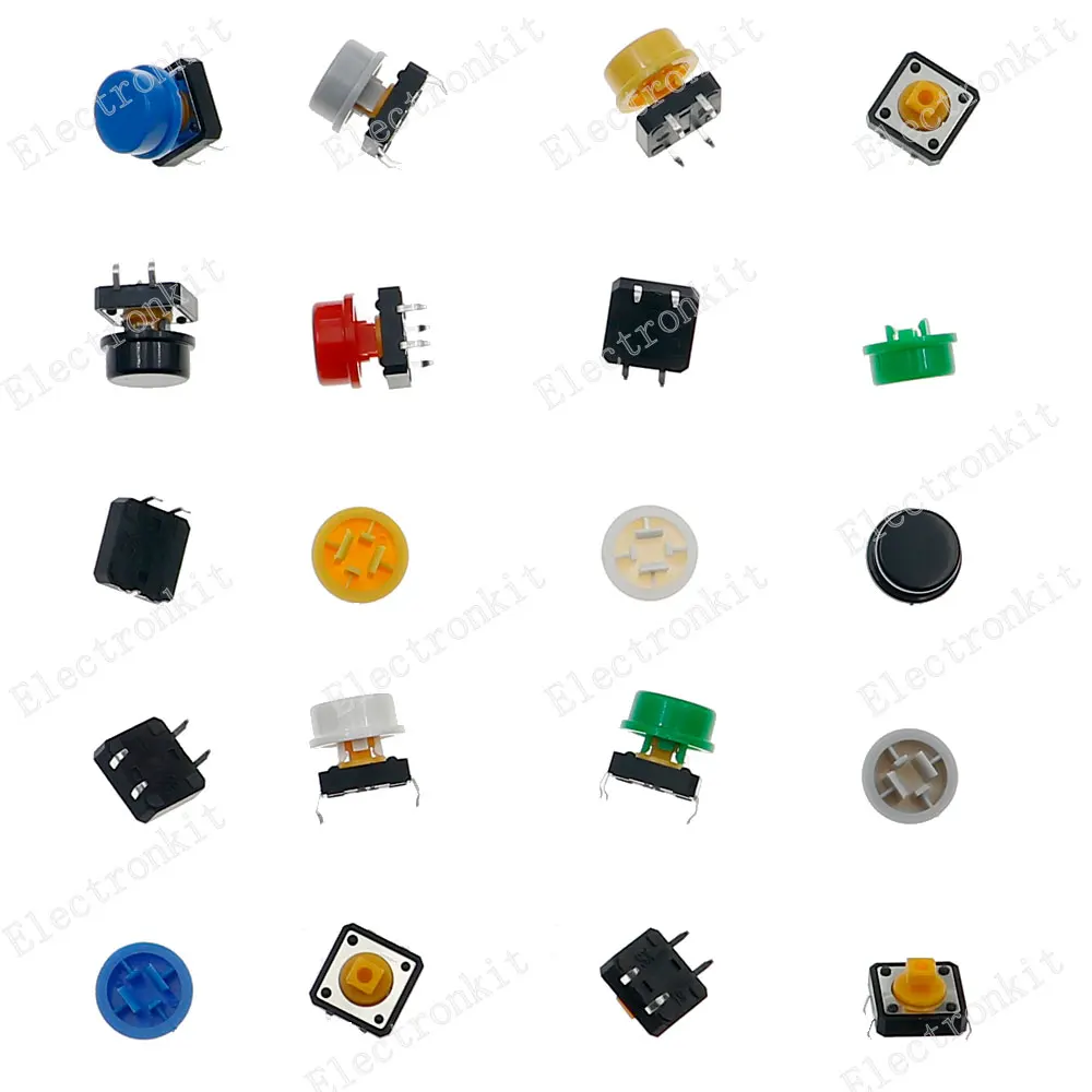 56pcs Tactile Push Button Switch Momentary Tact & Cap Assorted Kit 12x12x7.3mm Key Caps Mixed pack kit