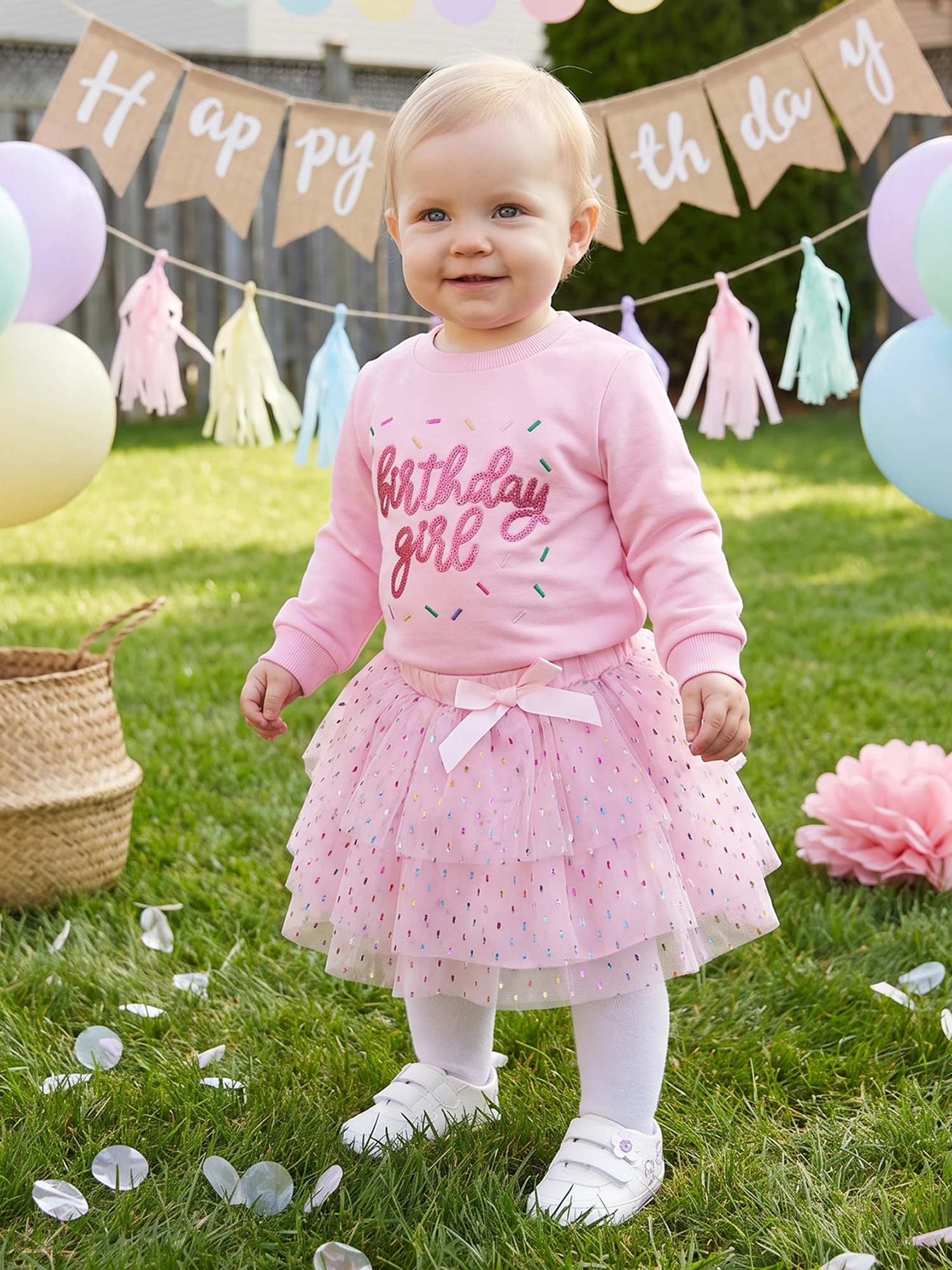 Letter Outfit Letter Embroidery Tops-Tulle-Skirt Embroidery Birthday Outfit Letter Tulle Letter Embroidery Long New