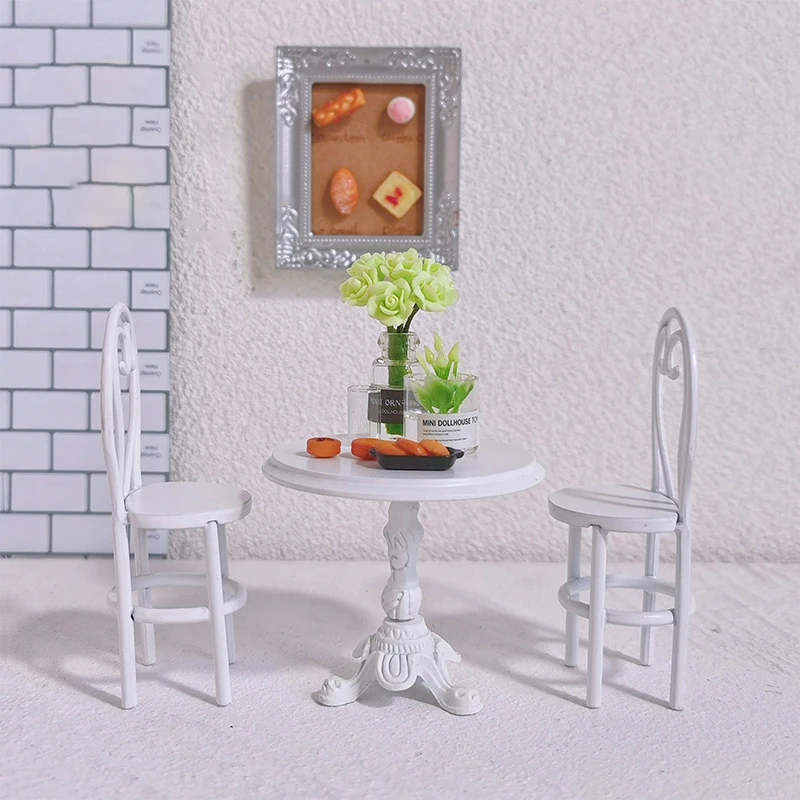 Miniature Furniture Scene Model Doll House Accessories Mini Lounge Dining Table And Chair Set