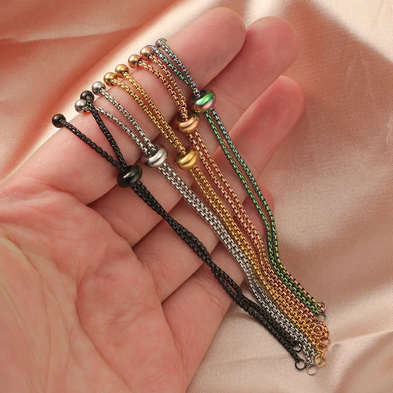 10 sztuk/partia Stal Nierdzewna Suwak Łańcuszek Pudełkowy Dwa Oczka Złącze Zawieszka do Tworzenia Biżuterii DIY Przedłużka Bransoletki Akcesoria