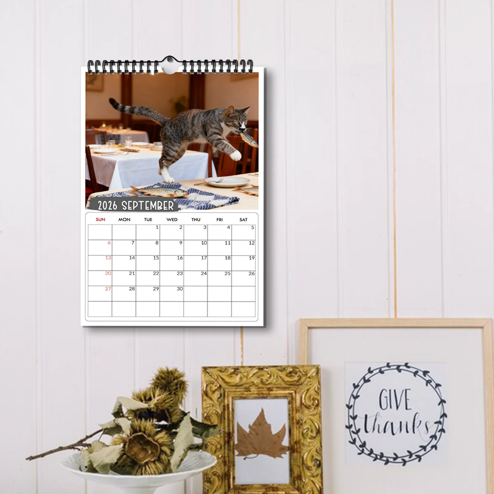 1 ชิ้น 2026 ปฏิทินติดผนัง,ธีมแมวกังฟู,เหมาะสำหรับตกแต่งบ้านและสำนักงาน,ภาพประกอบที่สวยงาม,การออกแบบที่สนุกสนาน,การพิมพ์คุณภาพสูง