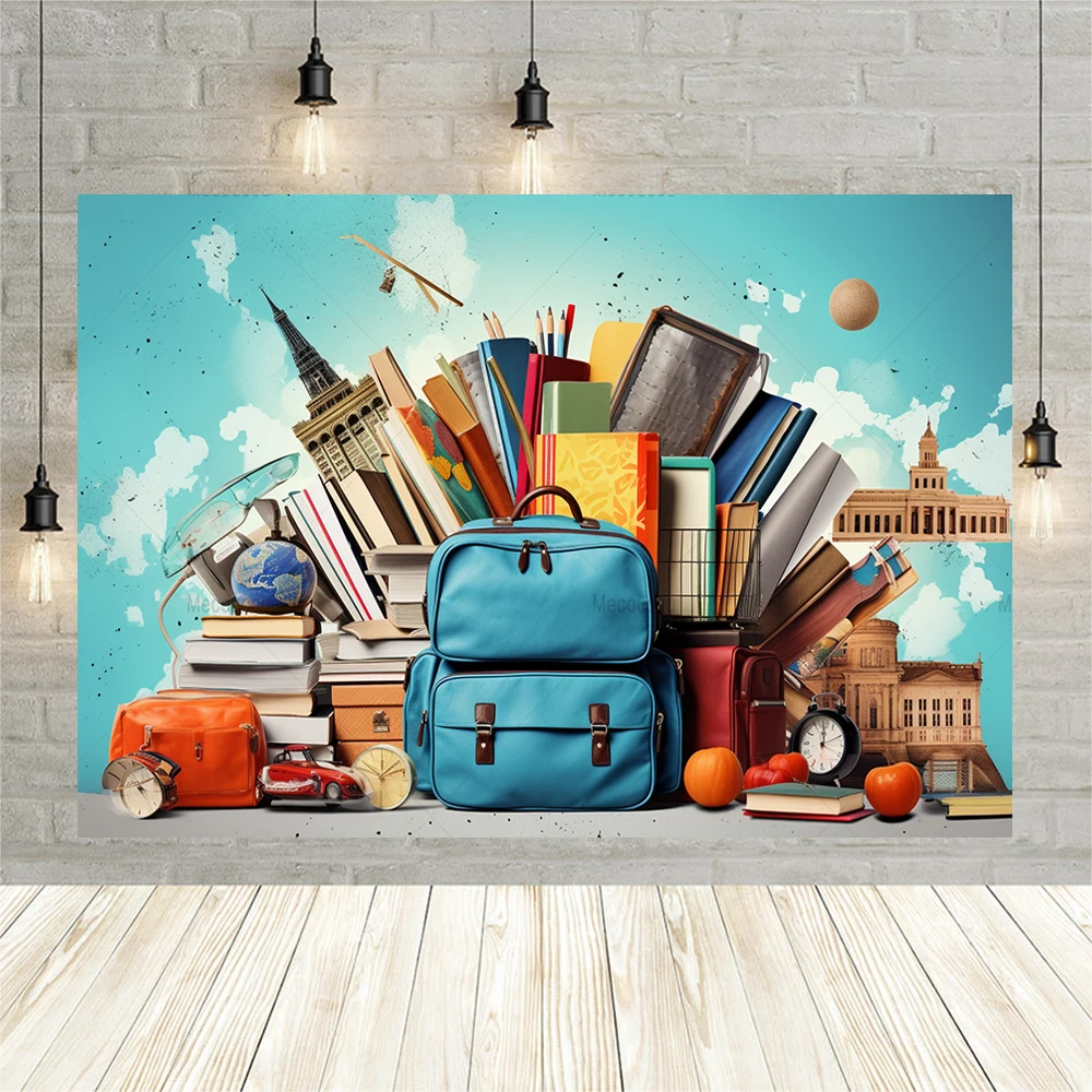 2023New Photography Backdrop Bookshelf Book Back to School Students Graduate Party Decoration Photocall Background Photo Studio