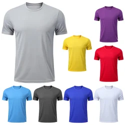 Man Muscle Fit Training Shirts Bodybuilding Tee Gym Sports T-shirt Exercise Short Sleeve Shirts Tennis Breathable Undershirt