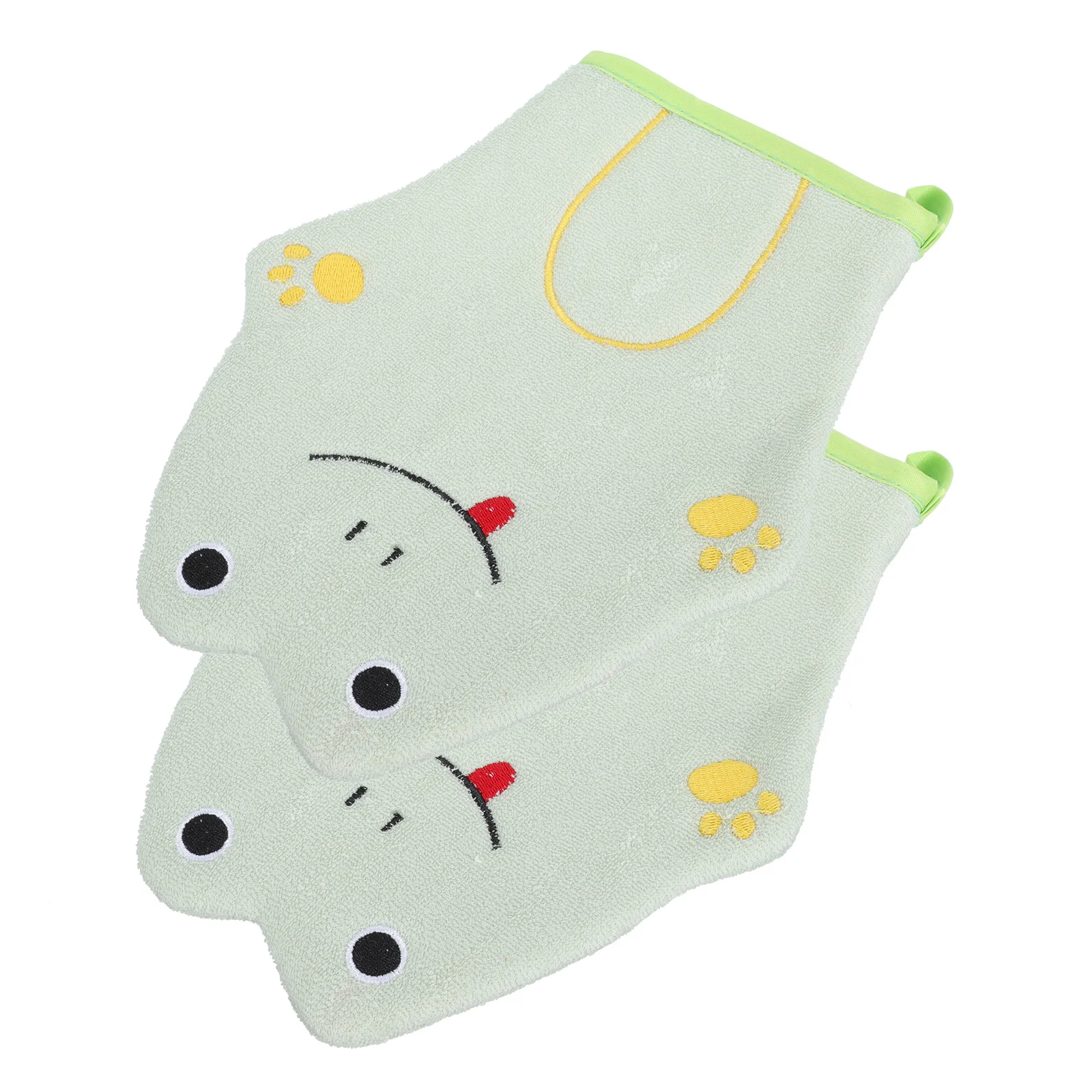 قطعتان من قفازات الحمام مع نسيج مقشر، نمط كرتوني لطيف لتنظيف الظهر الفعال، أداة استحمام محمولة للأطفال #3