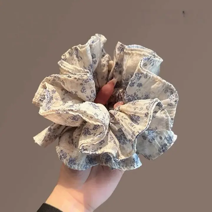 Elegantes, hochwertiges Chiffon-Haargummi mit Print für Damen, Haarband, Haarring, modisches Haaraccessoire. – Detail 10