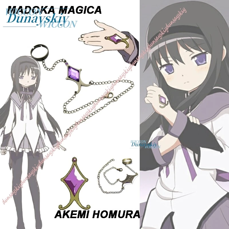 

Bracelet Diamond Shaped Purple Gemstone Hand Chain Stage Props Jewelry Gifts Anime Character Magica Akemi Homura Cosplay