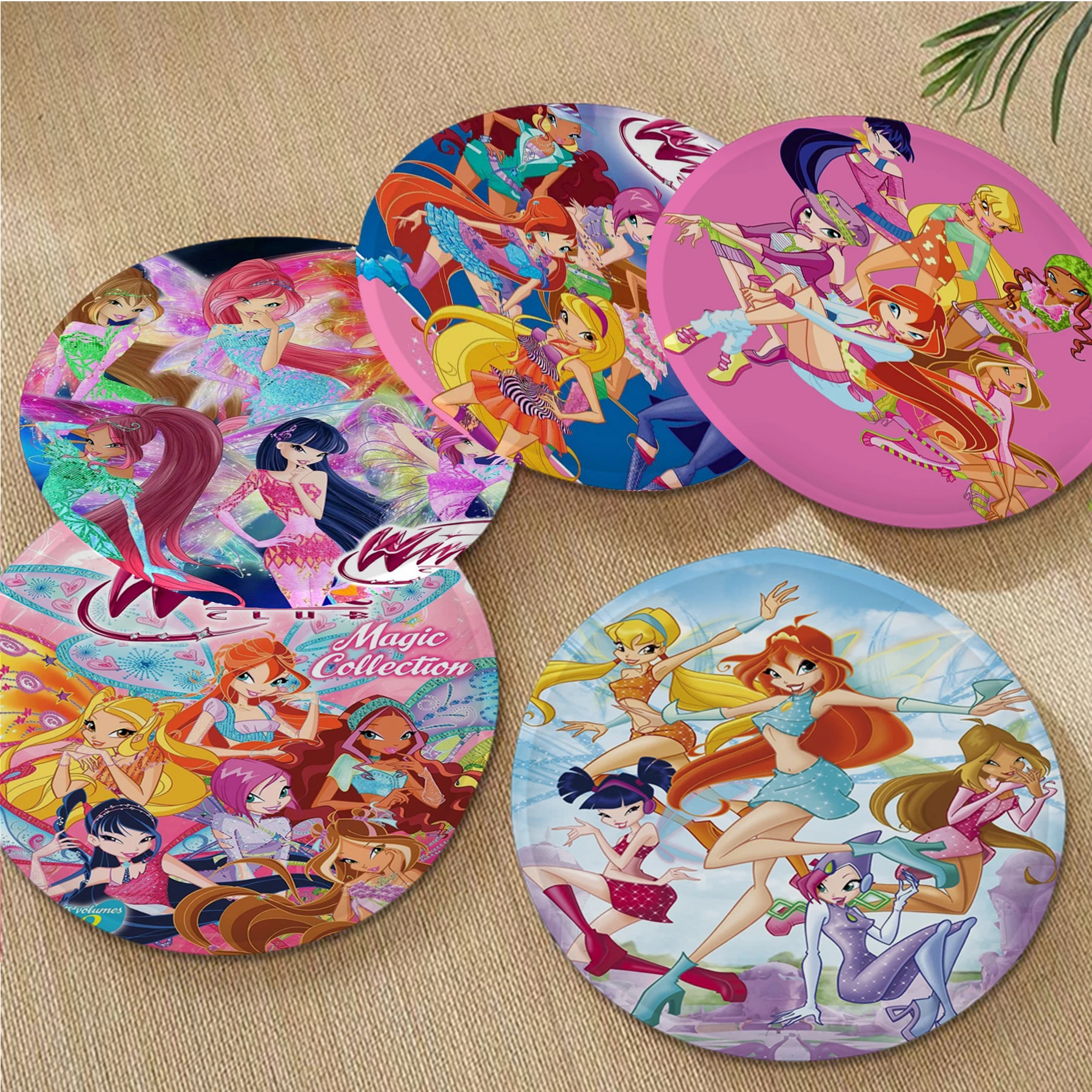 GirlS Cartoon W-Winx Nordic Printing Dining Chair Cushion Circular Decoration Seat For Office Desk Cushion Pads