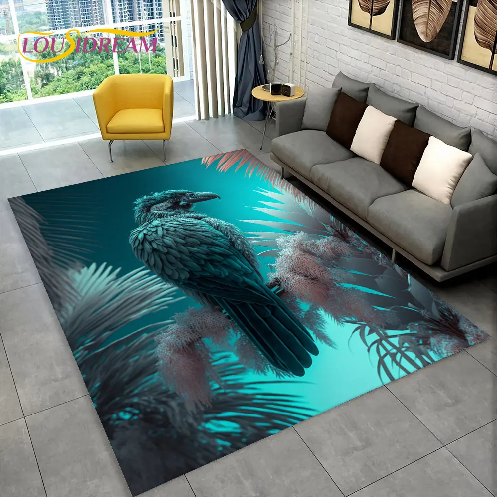 Exquisite Bird Flower Animal 3D Area Rug,Carpet Rug for Home Living Room Bedroom Sofa Doormat Kitchen Decor,Non-slip Floor Mat