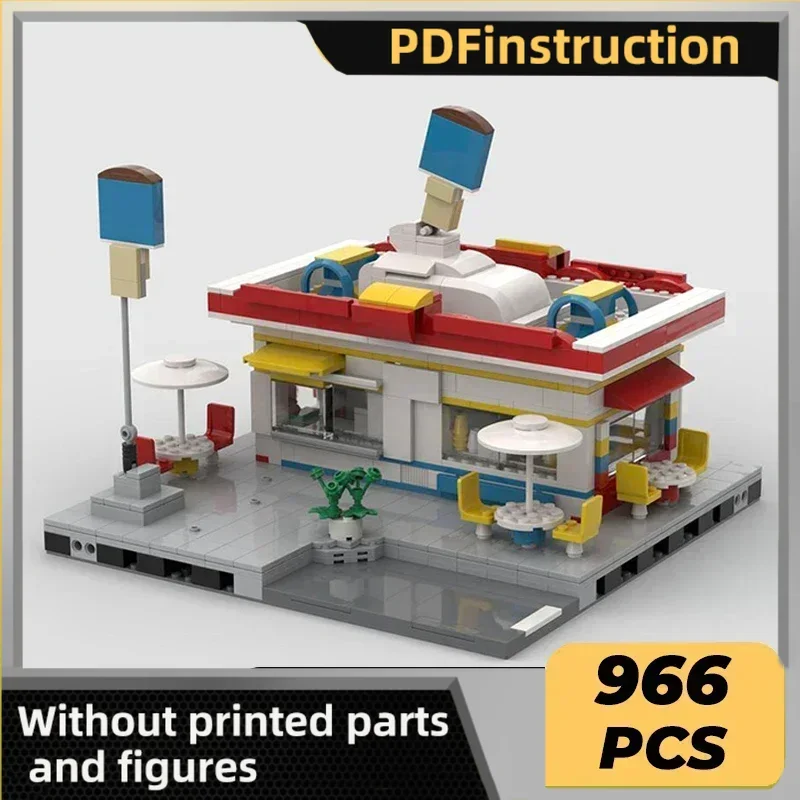 

Модель City Street View Moc, строительные кирпичи, магазин городской мороженого, технология, модульные блоки, подарки, рождественские игрушки, наборы «сделай сам», сборка