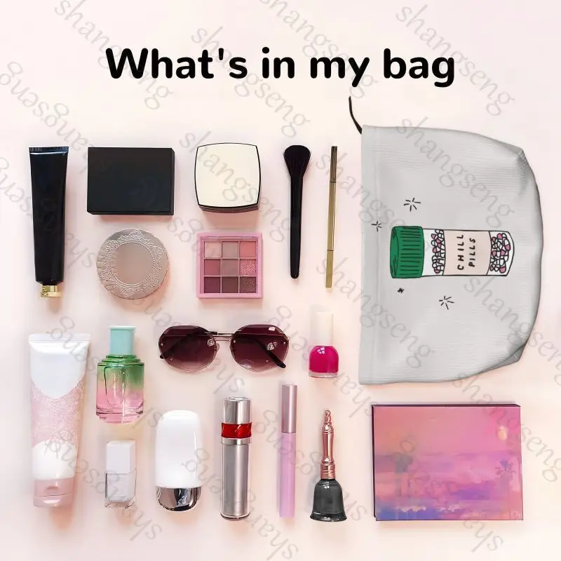 Cute pills Corduroy cosmetic bag toiletry storage bags ladies box luxury travel zipper storage bag