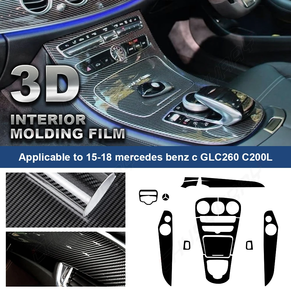 

PCVBMLAUT For 15-18 mercedes benz interior modified film Super Gloss 3D Carbon Fiber Vinyl Wrap For Car Vinyl Film Vehicle Decal