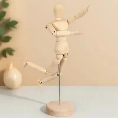 

1pcs Wooden Drawing Mannequin Artist Figure Adjustable Joint Movable Dummy Smooth Base Decorative Figure For Sketching