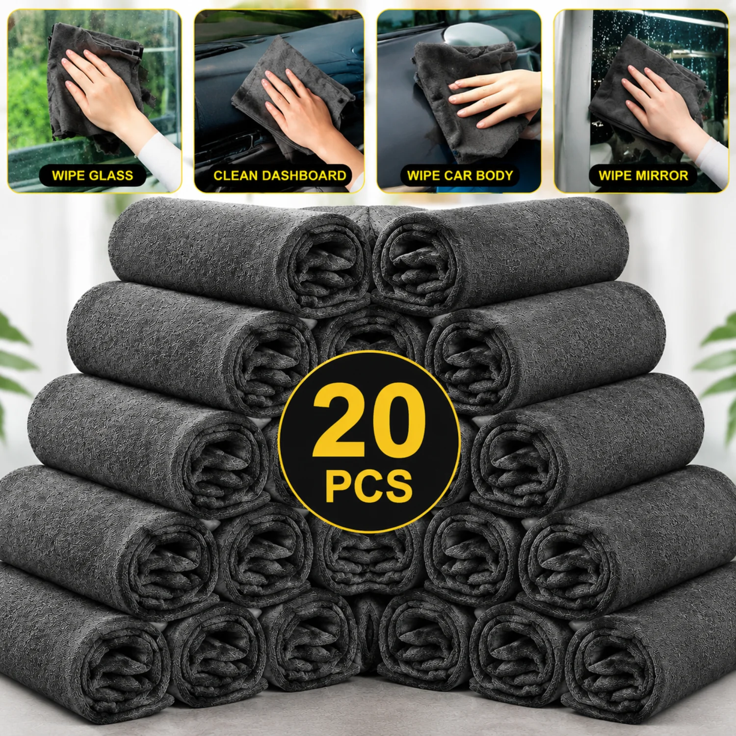 1-20PCS Magic Cleaning Cloths Reusable Microfiber Washing Rags Car Window Glass Mirror Wipe Towels Household Kitchen Gadgets