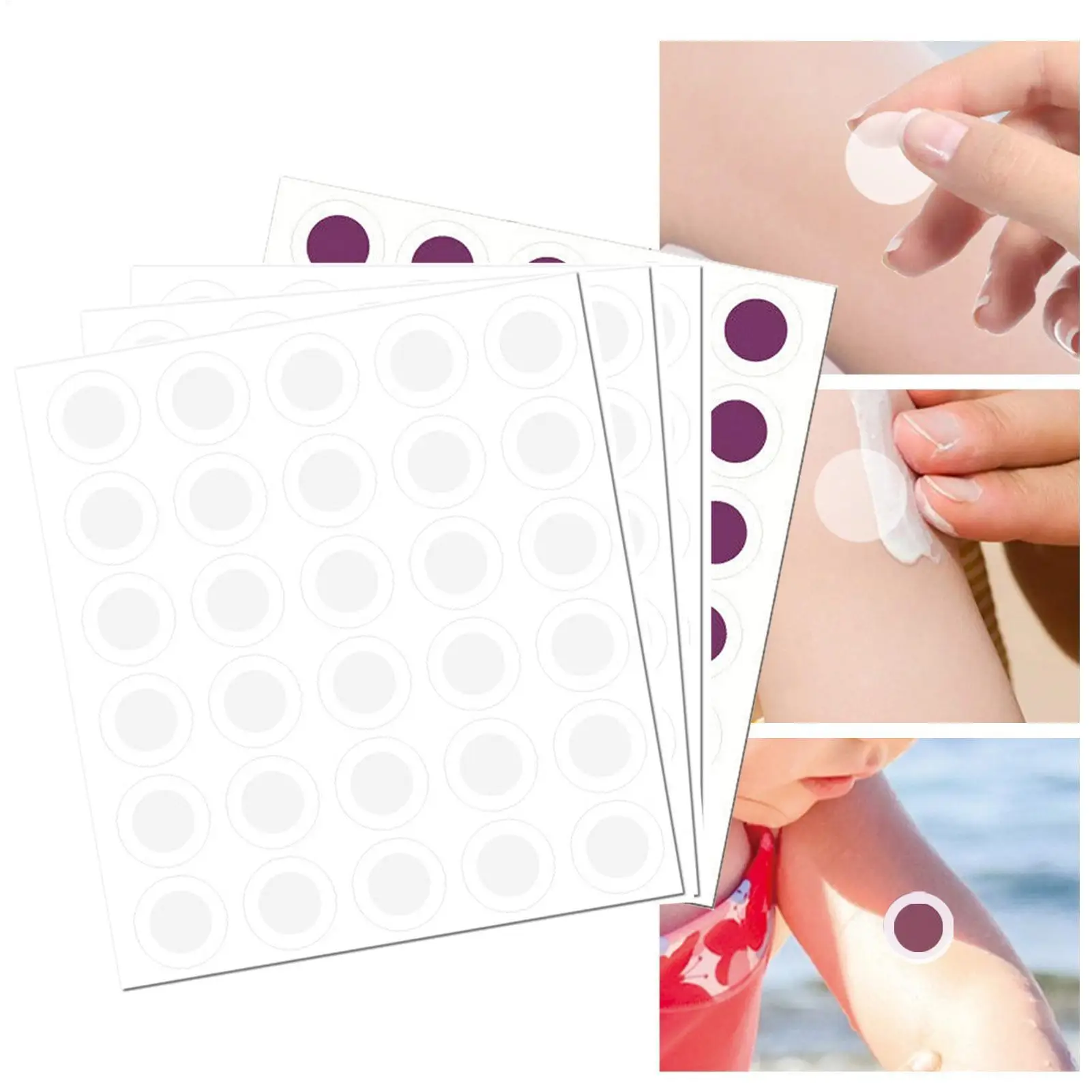 120pcs UV Detecting Patches UV Sunscreen Patches Self-adhesive Sunny UV Sticker UV Sunscreen Protector Facial Sun Block Patch