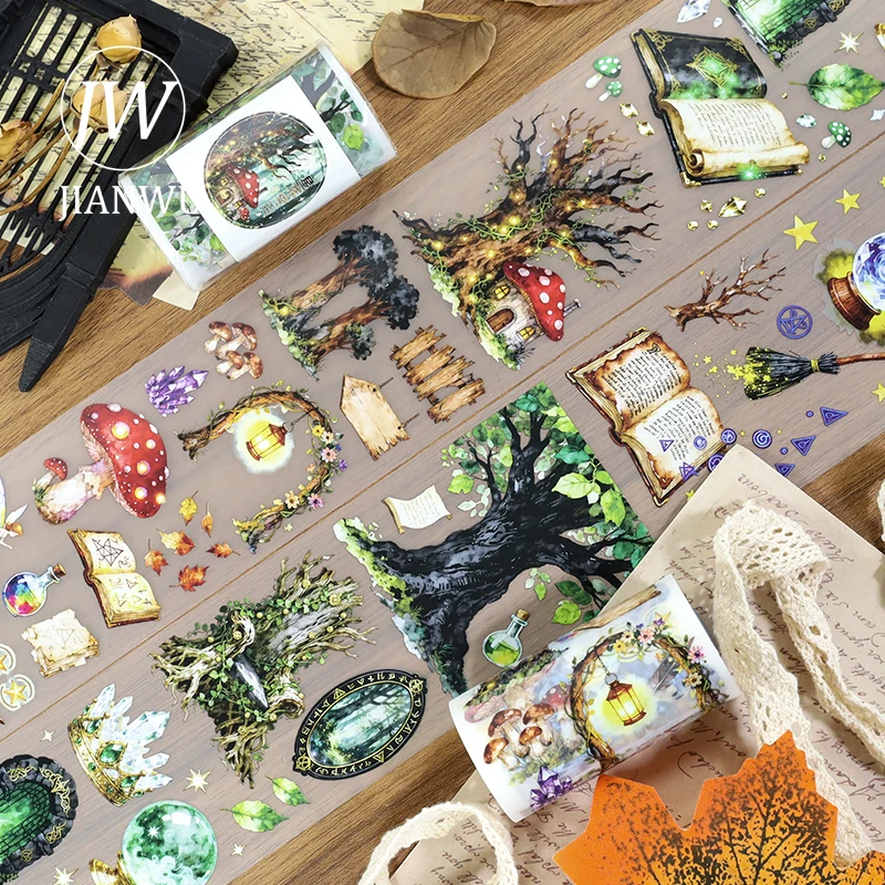 JIANWU 70mm*200cm Vintage Magic Forest Light Landscape Material Collage Scrapbooking PET Tape Creative DIY Journal Stationery