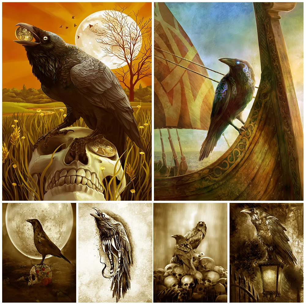 

The Raven Watcher Of Dark World Vintage Wall Art Canvas Painting Crows Represent Death Art Poster And Print Home Decor Unframed