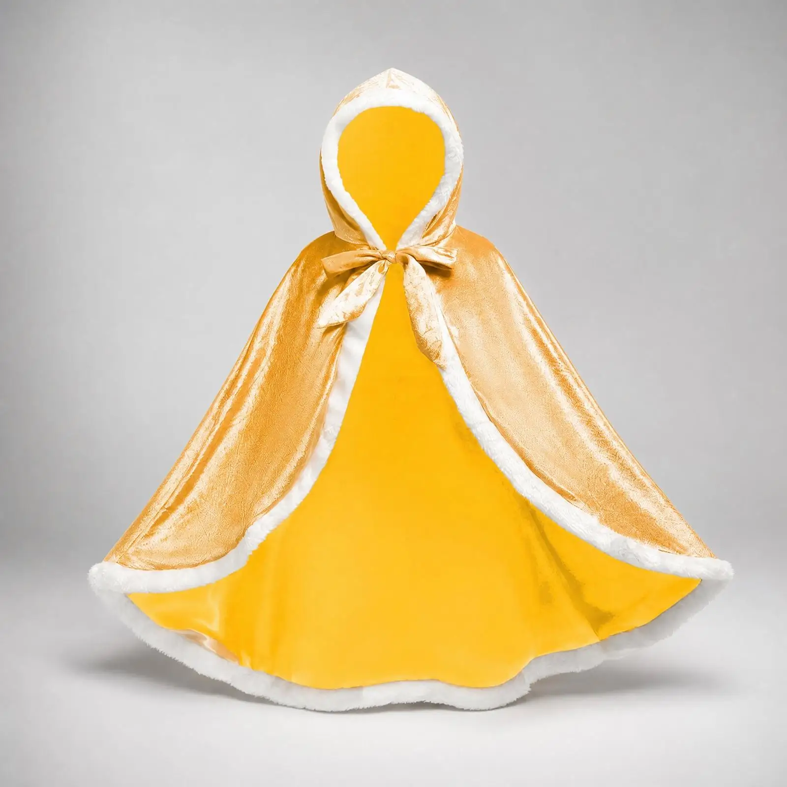 Capa de Fantasia para Meninas com Capuz, em Poliéster Brilhante, com Bordas Brancas para Festa à Fantasia, Quente para o Inverno