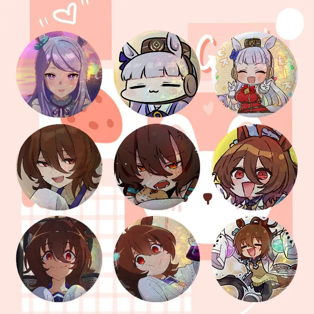 Cute Game P-pretty D-derbyS Kawaii Anime Game Laser Double Flash Tinplate Badge Cartoon Character Pin Brooch Fan Collectible Cos