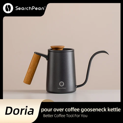 SearchPean Pour over 커피 구즈넥 주전자 냄비, 스완넥 파인마우스, 600ml 차 우유, 주방 가정 여행 사무실 무료 배송 