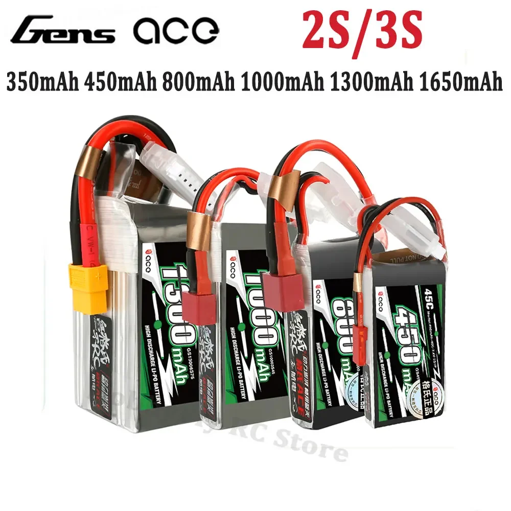 Gens ACE 350mAh 450mAh 800mAh 1000mAh 1300mAh 1650mAh 2S 3S 7.4V 11.1V 30C 45C Lipo Battery with T/XT60 Plug for FPV RC Drone