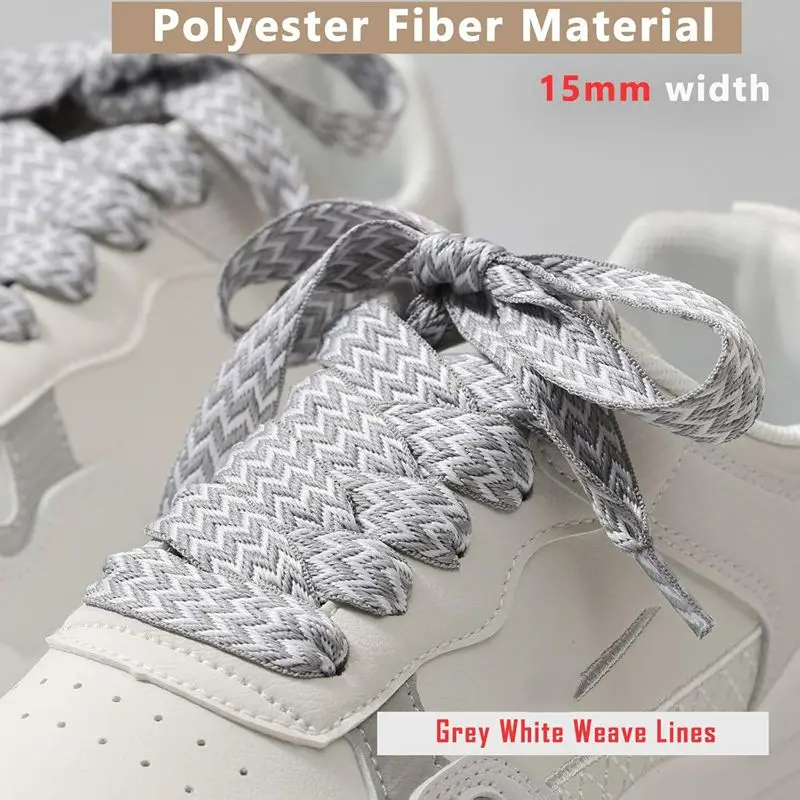 Sneaker-Schnürsenkel, 1,5 cm breit, dicke, flache Schnürsenkel für Basketball-, Tennis- und Sportschuhe, gewellte Schnürsenkel, Brotseil-Schnürsenkel. – Detail 26