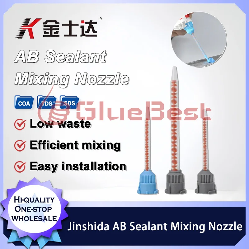 Jinshida AB Sealant Mixing Nozzle Universal Static Mixer Tip for Dual Cartridge Epoxy Sealant Dispensing Industrial Assembly Use