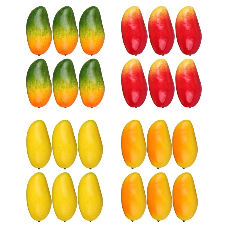 6Pcs Realistic Fruit Mangos Decoration Assorted Realistic Mangos Models for Table Decors and Visual Merchandising