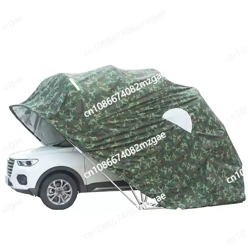 Galvanized Steel Retractable Car Tent Portable Manual, Waterproof Foldable Shelter Carport Parking Canopy Garage for Outdoor