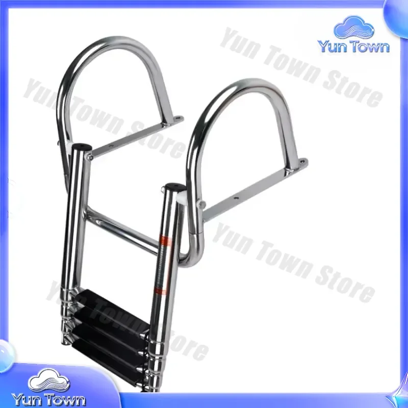 for Boat Ladder Stainless Steel Retractable Marine Ladder for Deck Launching Swimming Boarding Pontoon Stern Boat Accessories