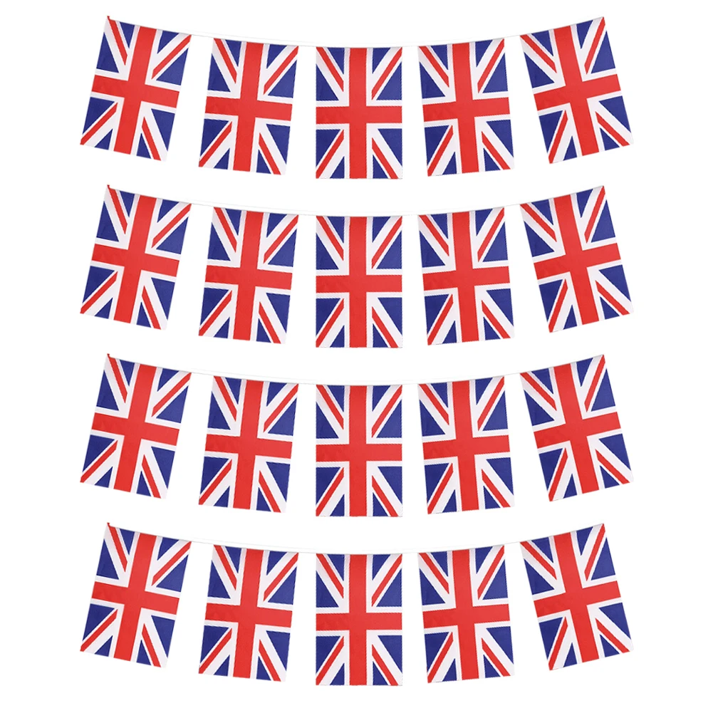 Bandiera britannica |   Bandierine Union Jack |   Banner con bandiere del Regno Unito con gagliardetto per feste patriottiche, bar, interni ed esterni