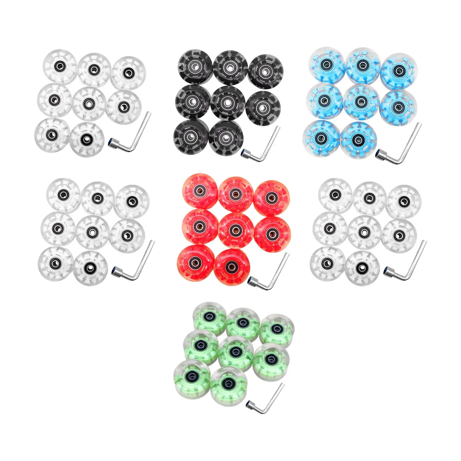 8x Quad Roller Skate Wheels 32 x 58 mm Accessory Luminous Skateboard Wheels