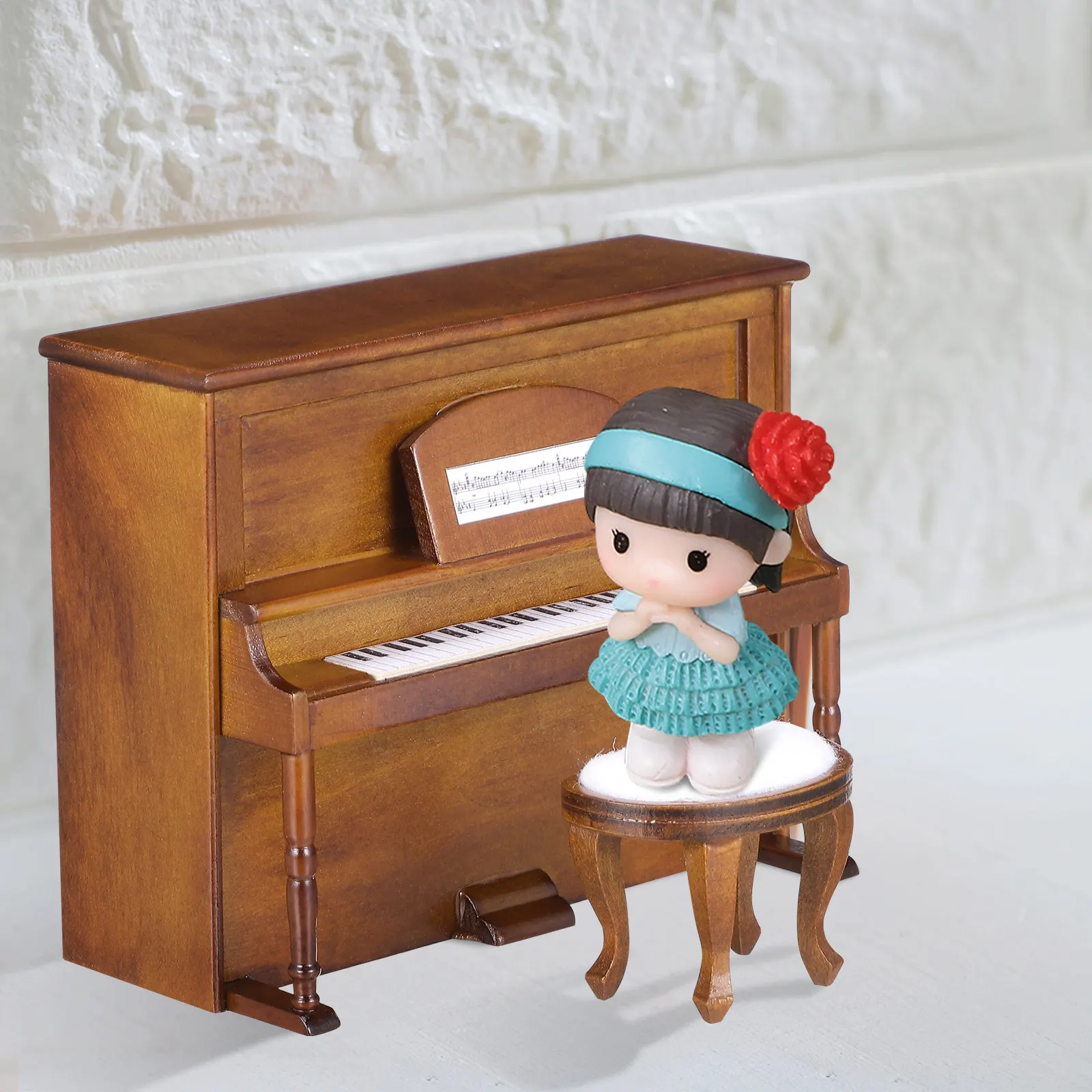 

Набор из 1 миниатюрного стульчика для пианино, мебель для миниатюрного дома, аксессуары для мини-пианино, декор, аксессуары для миниатюрного дома