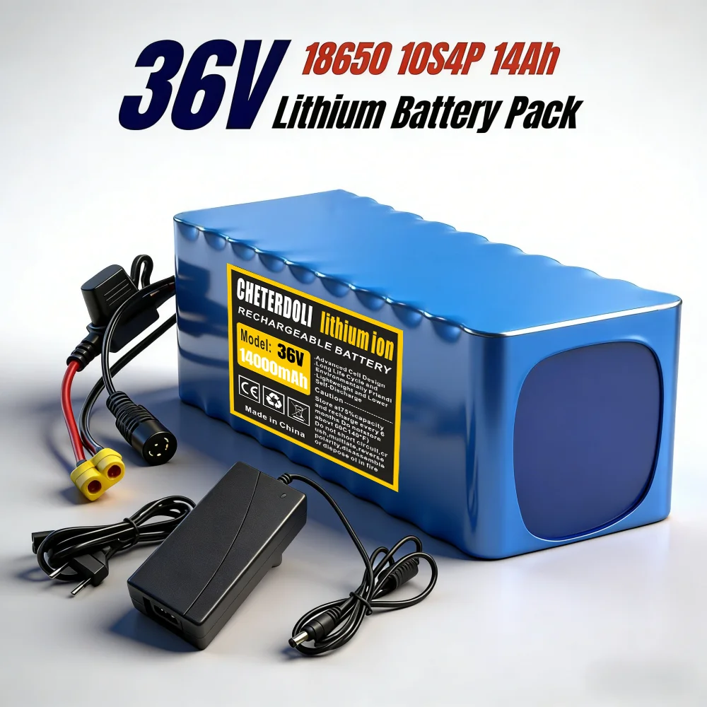 

10S4P 36V 14Ah 18650 Lithium battery 500W high power batteries 42V 14000mAh with BMS Protection+Charger