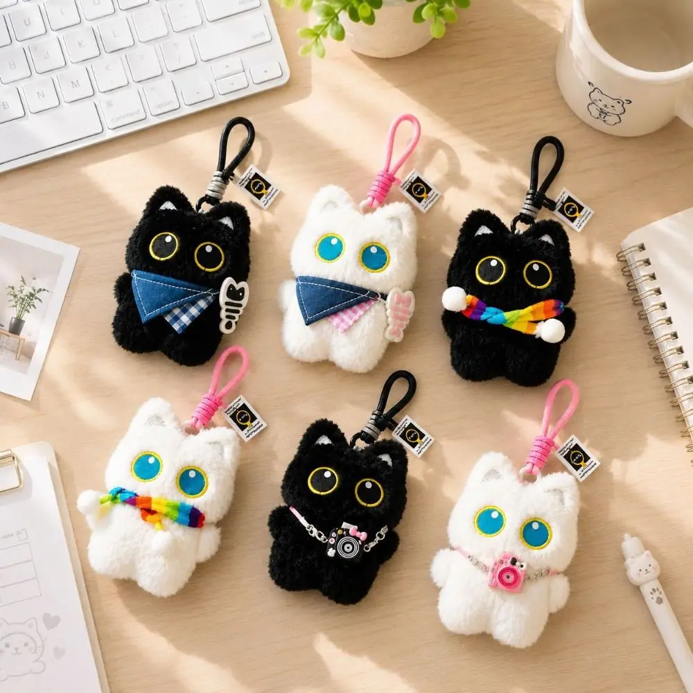 Cute Cartoon Design Black Cat Doll Keychain Lovely Cat Doll Doll Bag Pendant Mini Car Key Ring Gifts