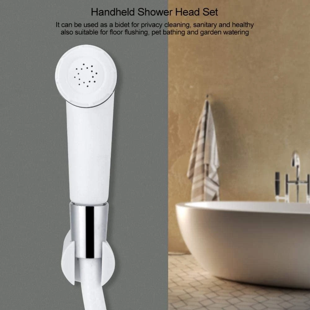 Bathroom Toilet Bidet Hand Shower with Hose Kit Dog Bath Sprayer Universal Adapter Holder Mount for Wall