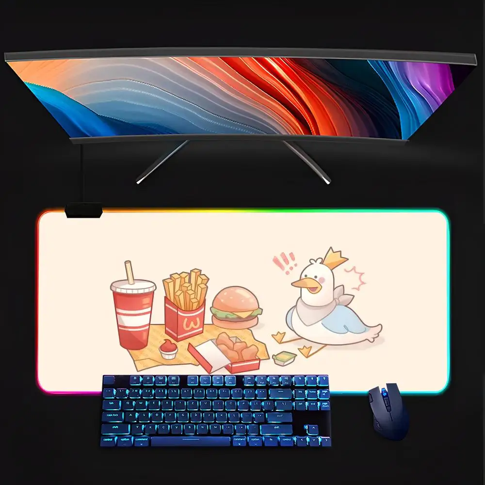 

Cute duck warm Mouse Pad Keyboard LED RGB Pc Gamer Glowing Rubber mause pad Cute Cartoon Gaming Computer csgo lol pubg